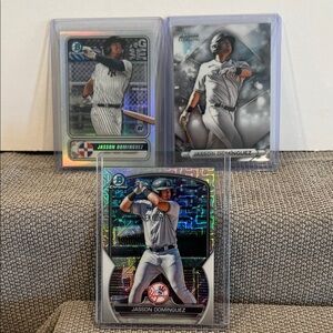 Jasson Dominguez 2020 Bowman Chrome, 2023 Bowman Sterling, 2023 Mojo Refractor